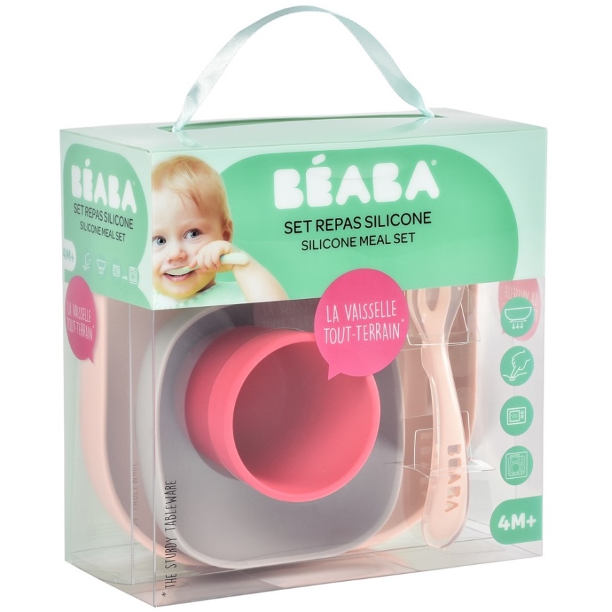 Beaba - Дитячий обідній набір Pink 4 шт.