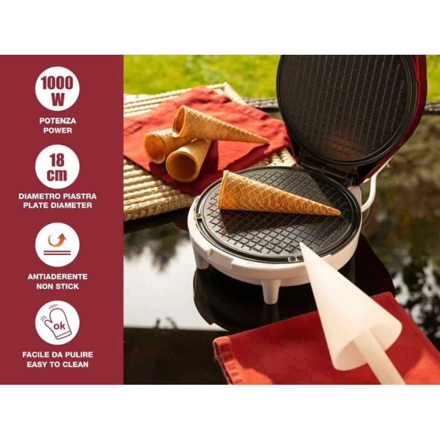 Beper - Вафельница 2 в 1 1000 Вт/230 В красная