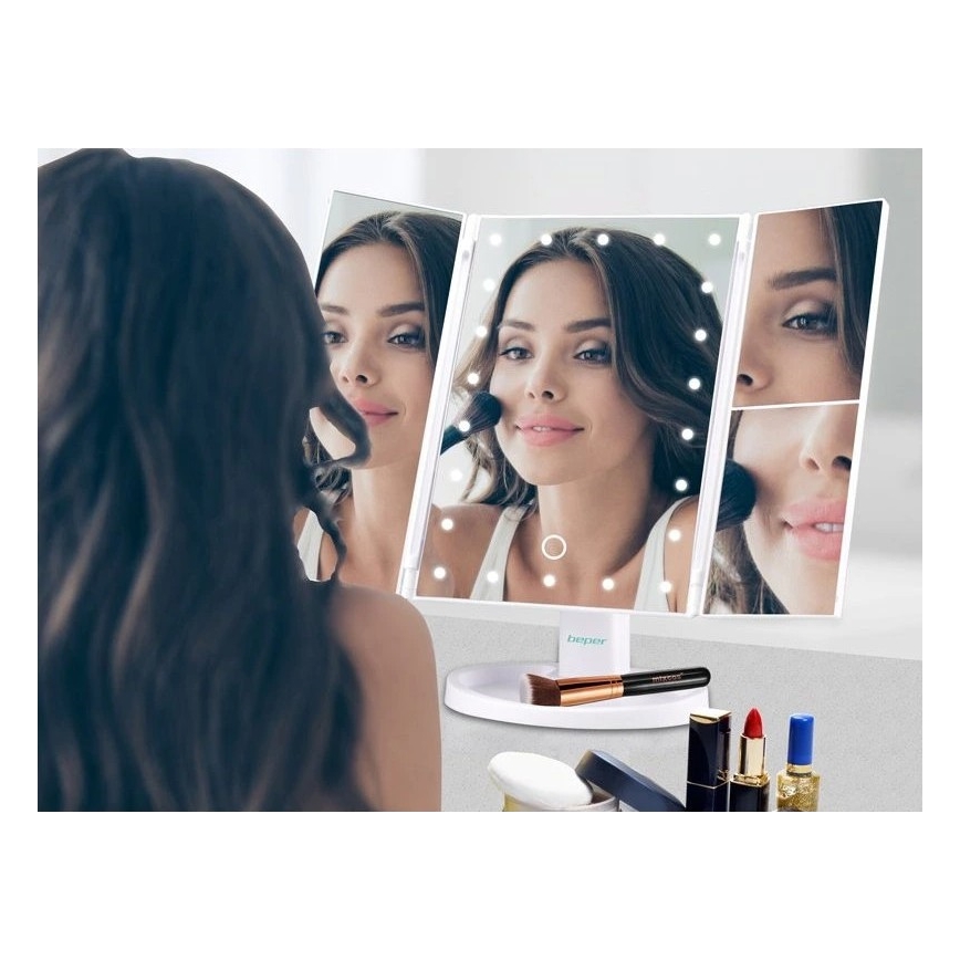 Beper - Косметичне дзеркало з LED-підсвіткою 4xAAA/5V