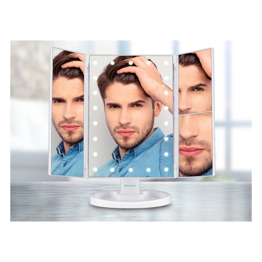 Beper - Косметичне дзеркало з LED-підсвіткою 4xAAA/5V