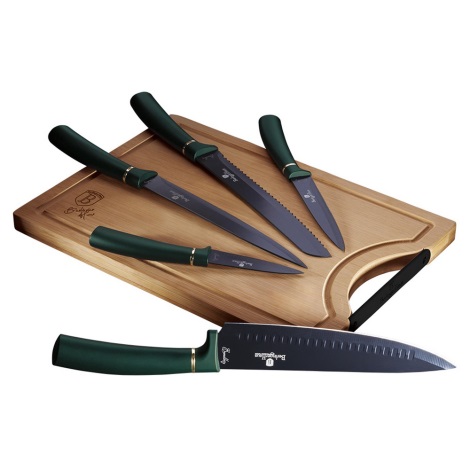 BerlingerHaus - Набір ножів з нержавіючої сталі в бамбуковій підставці 6 шт. зелений