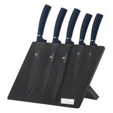 BerlingerHaus - Набір ножів з нержавіючої сталі в магнітній підставці 6 шт. синій/чорний