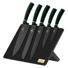 BerlingerHaus - Набір ножів з нержавіючої сталі в магнітній підставці 6 шт. зелений/чорний