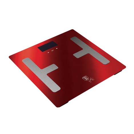 BerlingerHaus - Напольные весы с LCD-дисплеем 2xAAA красный/матовый хром