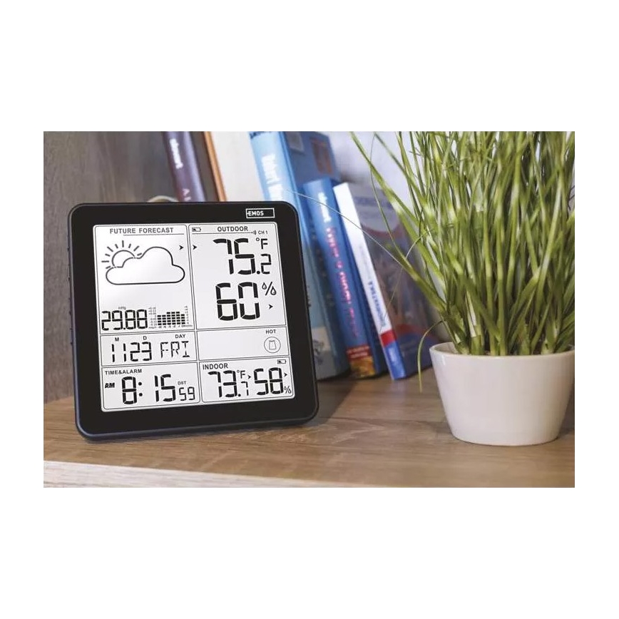 Беспроводная метеостанция с будильником 3xAA + 2xAAA черный