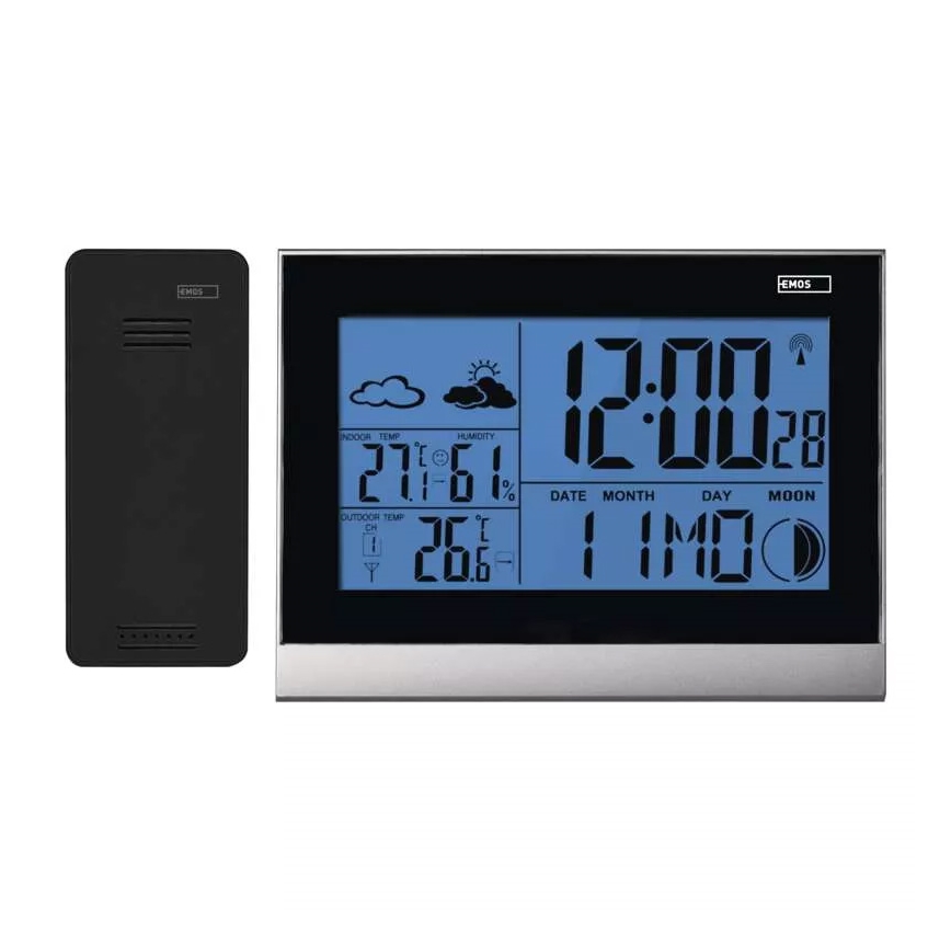 Беспроводная метеостанция с будильником 3xAAA + 2xAAA черный