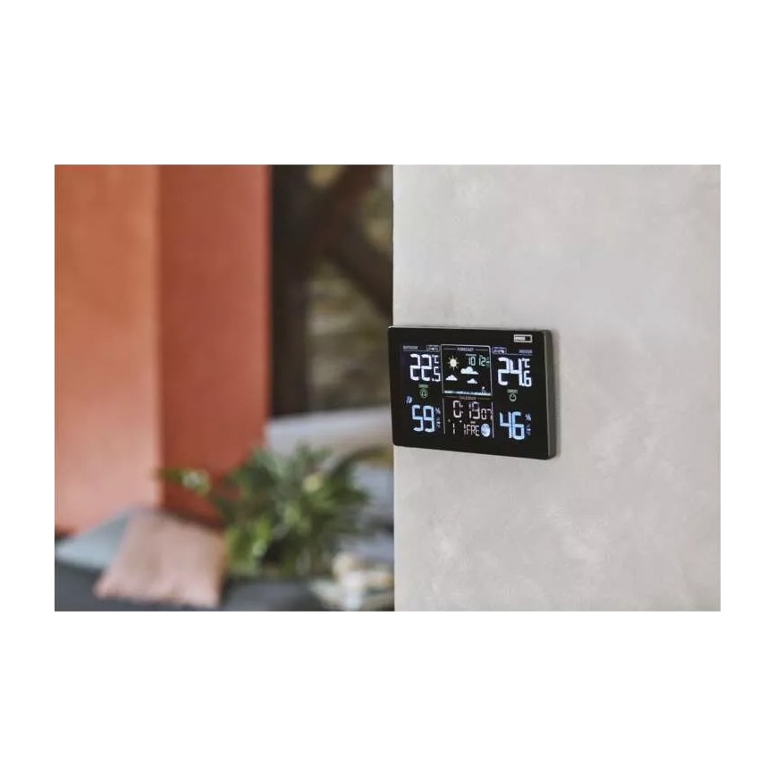 Беспроводная метеостанция с будильником 5V/3xAAA + 2xAAA черный