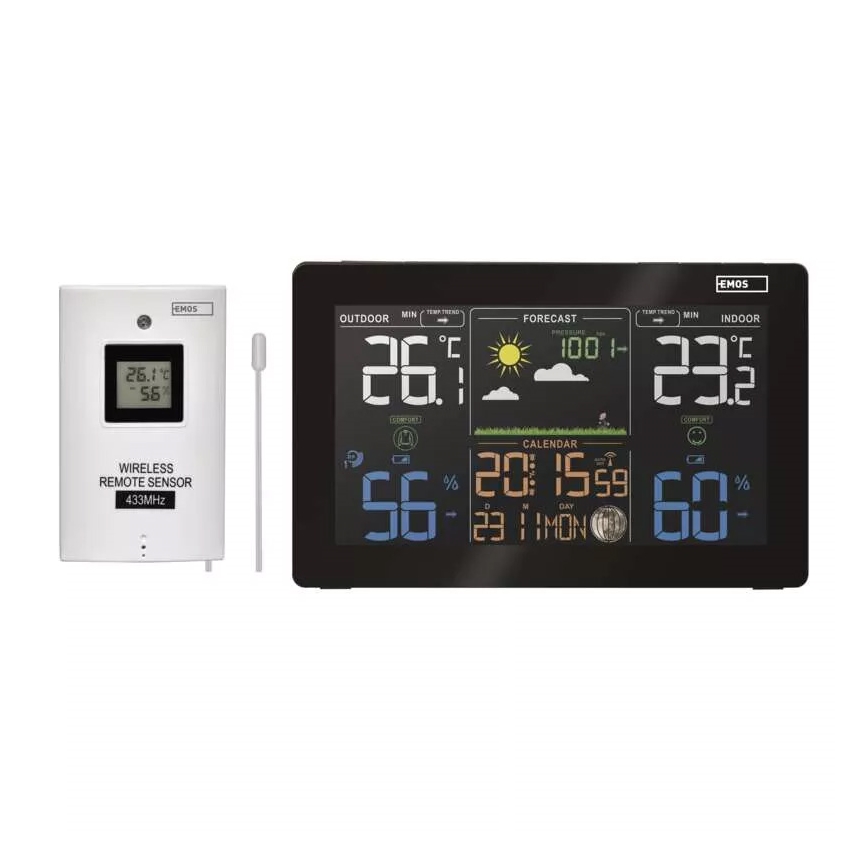 Беспроводная метеостанция с будильником 5V/3xAAA + 2xAAA черный