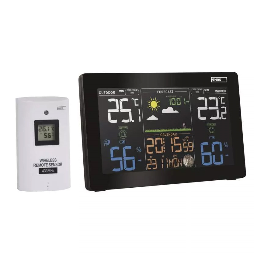 Беспроводная метеостанция с будильником 5V/3xAAA + 2xAAA черный