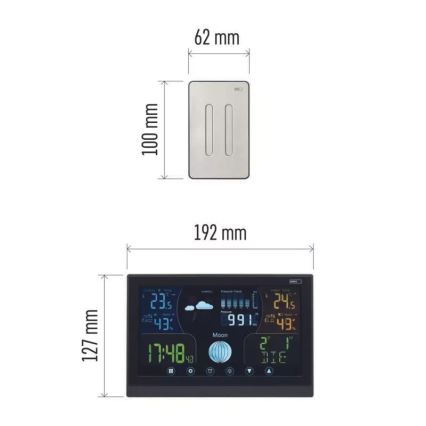 Беспроводная метеостанция с будильником 3xAAA/5V + 2xAAA черный