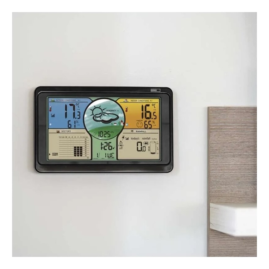 Беспроводная метеостанция с цветным ЖК-дисплеем и дождемером 3xAAA черный