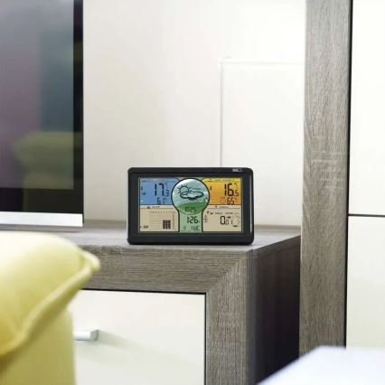 Беспроводная метеостанция с цветным ЖК-дисплеем и дождемером 3xAAA черный