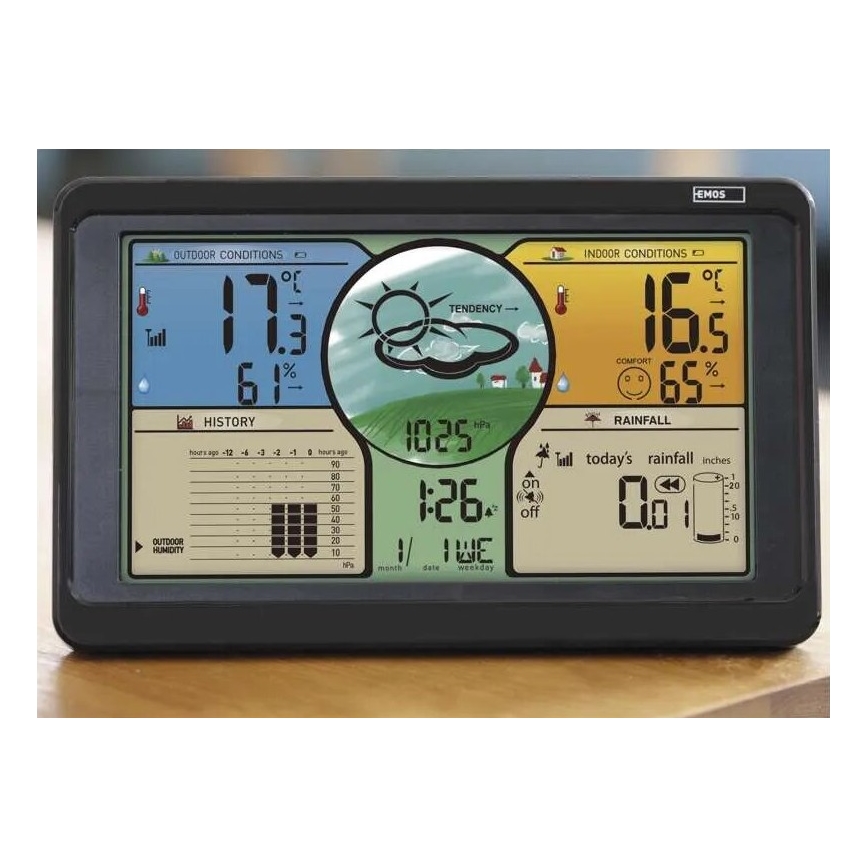 Беспроводная метеостанция с цветным ЖК-дисплеем и дождемером 3xAAA черный