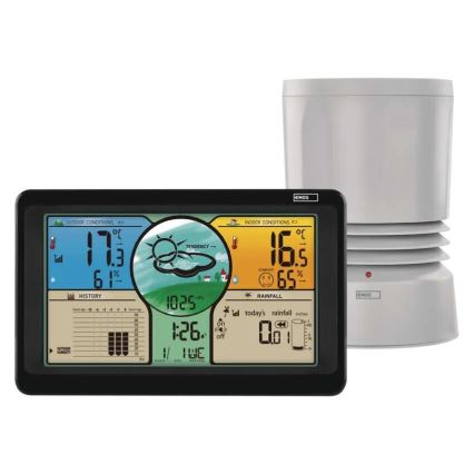 Беспроводная метеостанция с цветным ЖК-дисплеем и дождемером 3xAAA черный