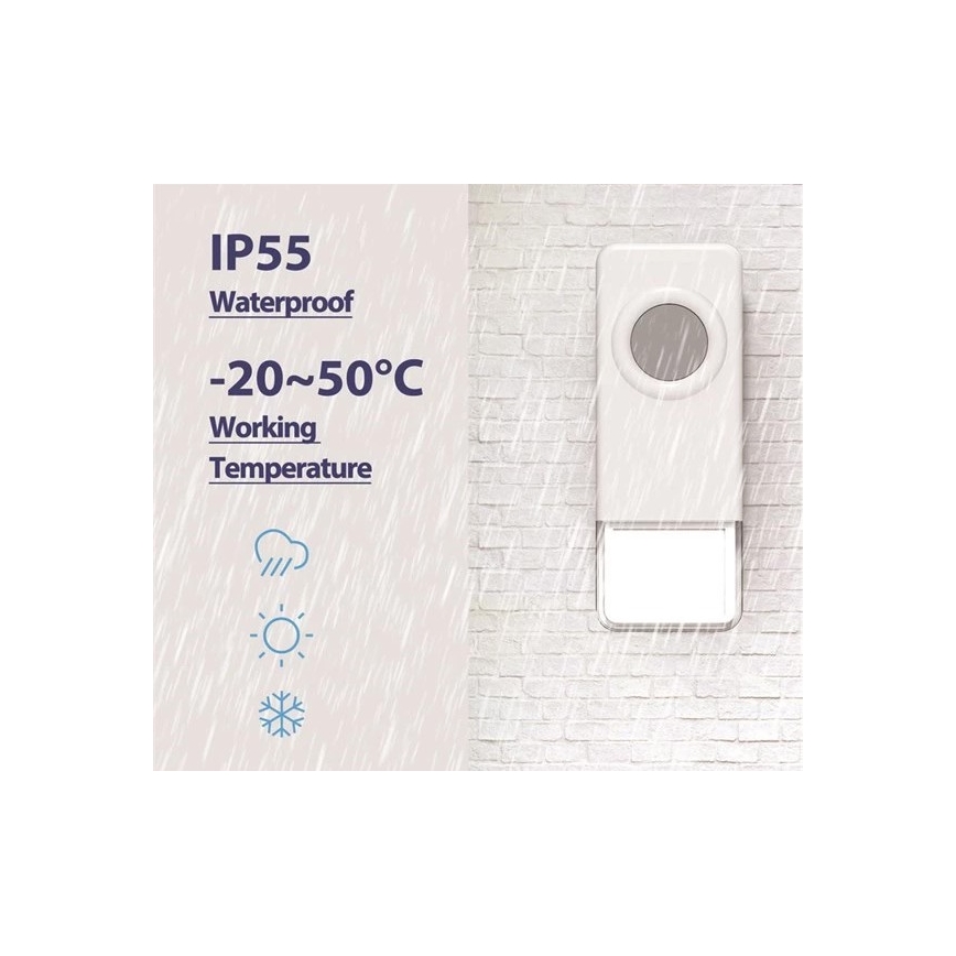 Беспроводной дверной звонок 3xAAA IP55 черный