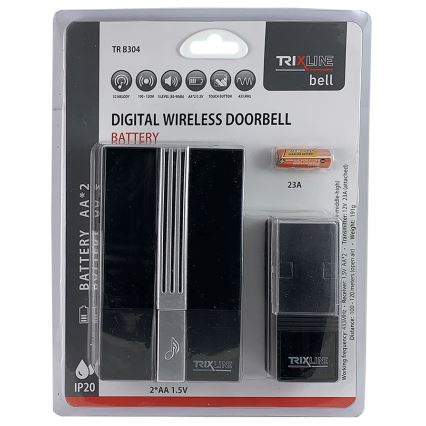 Беспроводной дверной звонок BELL 1x23A + 2xAA черный