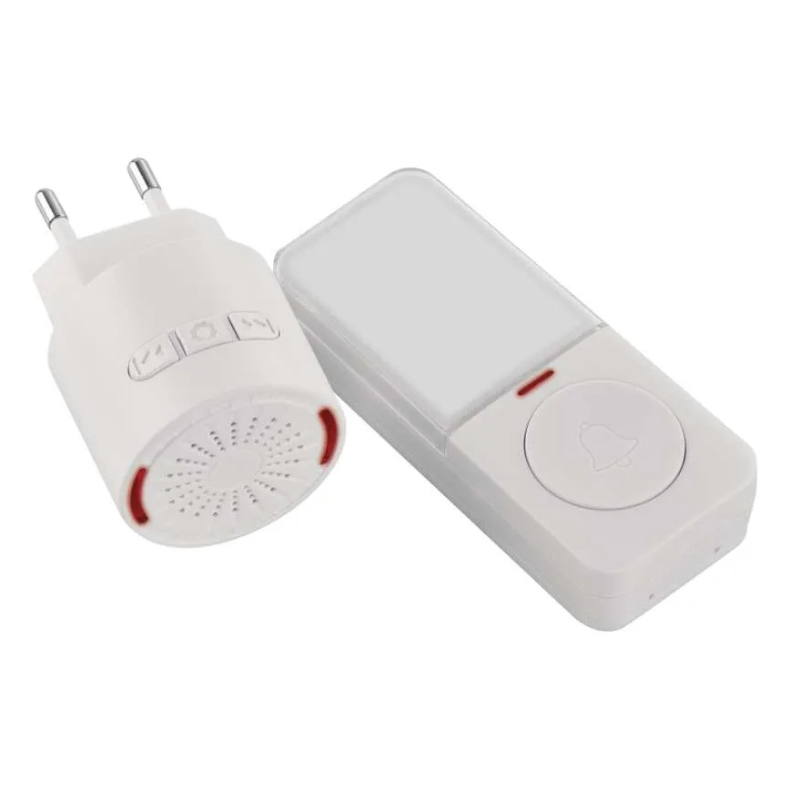 Беспроводной дверной звонок в розетку 230V + 1xCR2032 белый
