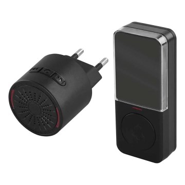 Беспроводной дверной звонок в розетку 230V + 1xCR2032 чёрный