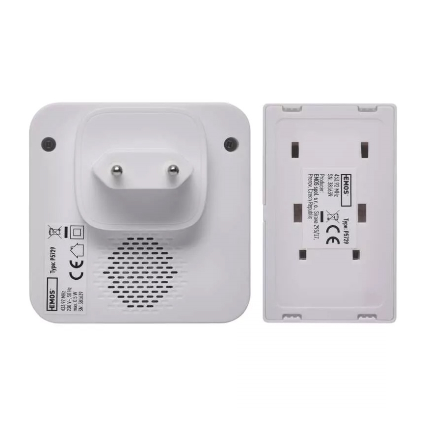 Беспроводной дверной звонок в розетку 230V IP44 белый