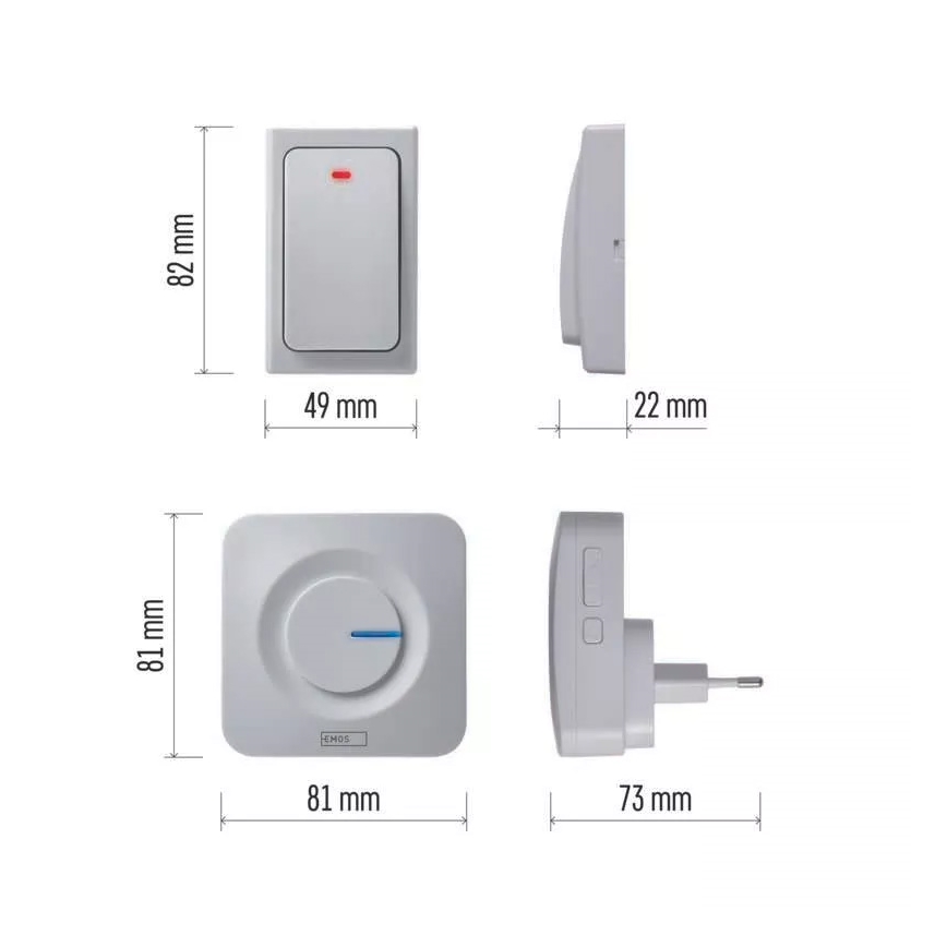 Беспроводной дверной звонок в розетку 230V IP44 белый