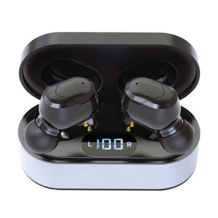 Беспроводные наушники SPORT Bluetooth V5.0 + зарядная станция со светодиодной подсветкой, черные