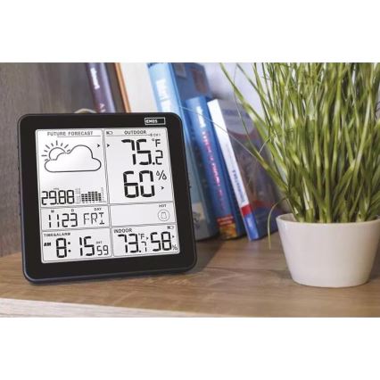 Бездротова метеостанція з будильником 3xAA + 2xAAA чорний