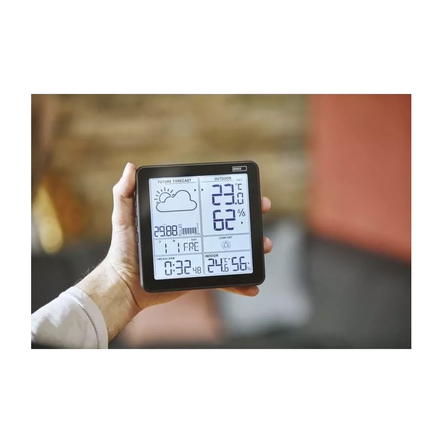 Бездротова метеостанція з будильником 3xAA + 2xAAA чорний