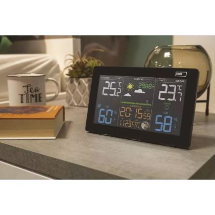 Бездротова метеостанція з будильником 5V/3xAAA + 2xAAA чорний