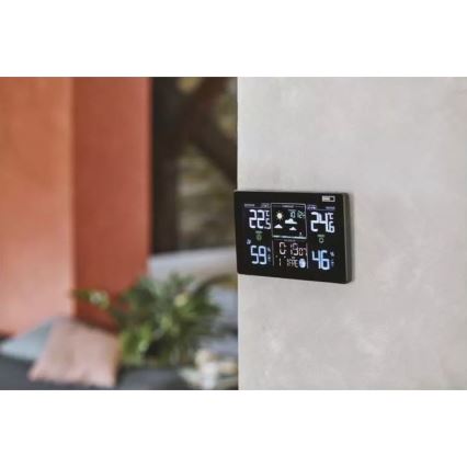 Бездротова метеостанція з будильником 5V/3xAAA + 2xAAA чорний