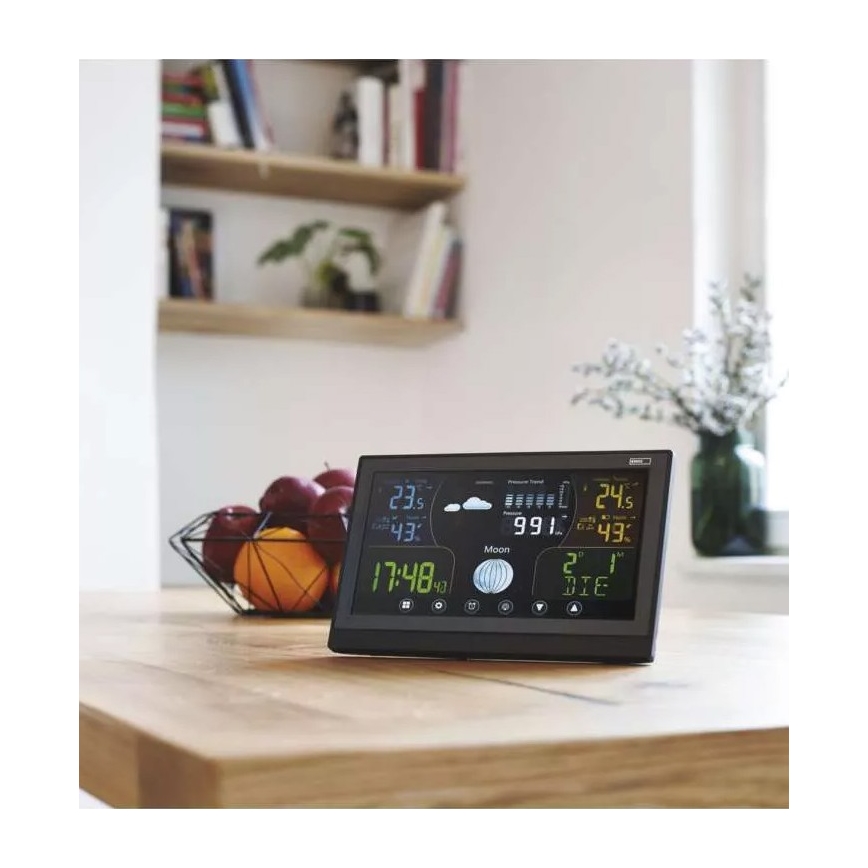 Бездротова метеостанція з будильником 3xAAA/5V + 2xAAA чорний