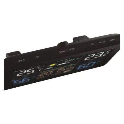 Бездротова метеостанція з будильником 5V/3xAAA + 2xAAA чорний