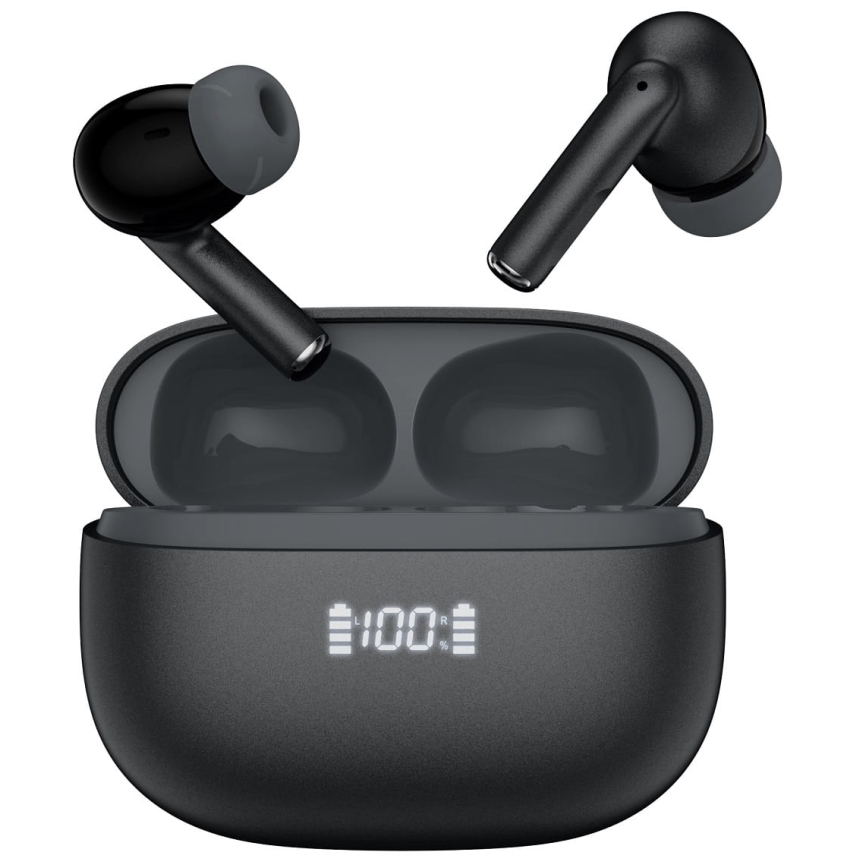 Бездротові навушники з ANC+ENC 300 мАг + 2x 40 мАг чорного кольору