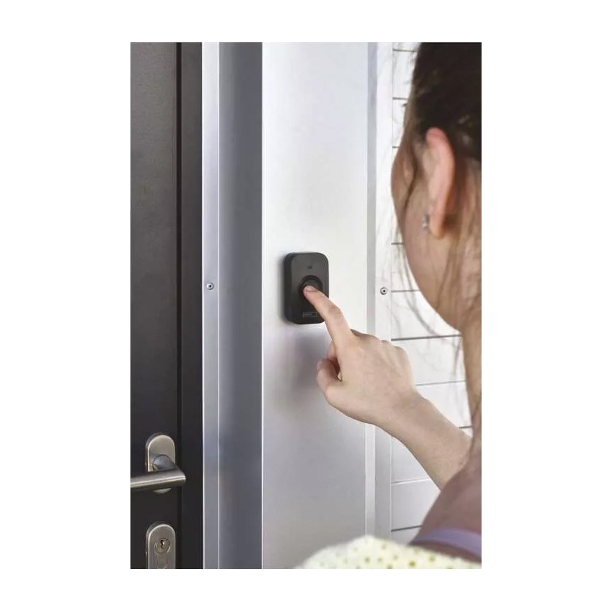 Бездротовий акумуляторний дверний дзвінок 3xAAA IP56 чорний