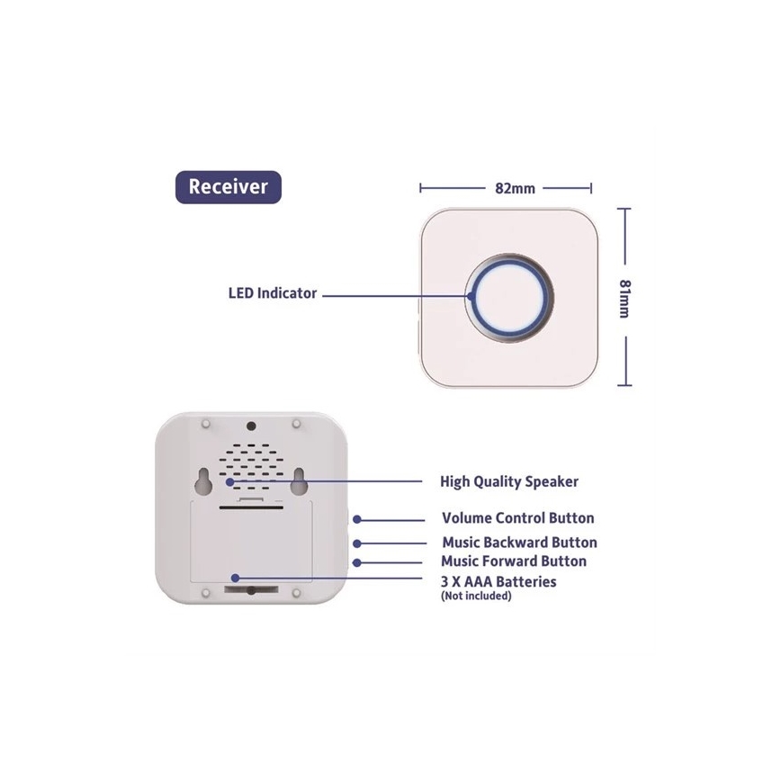 Бездротовий дверний дзвінок 3xAAA IP55 чорний
