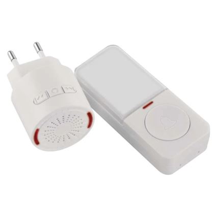 Бездротовий дверний дзвінок для розетки 230 В + 1×CR2032 білий