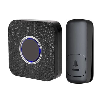 Бездротовий дверний дзвінок в розетку кінетичний 230V чорний