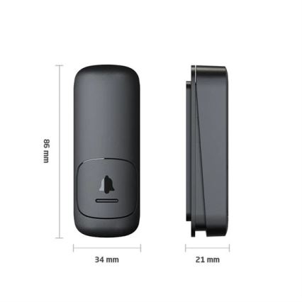 Бездротовий дверний дзвінок в розетку кінетичний 230V чорний