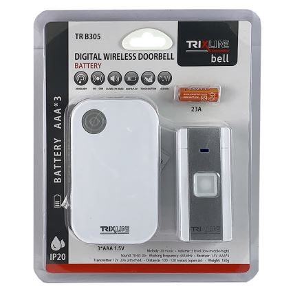 Бездротовий дзвінок BELL 1x23A + 3xAAA білий