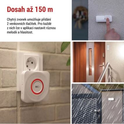 Бездротовий дзвінок у розетку GoSmart 230V + 1xCR2032 білий Wi-Fi