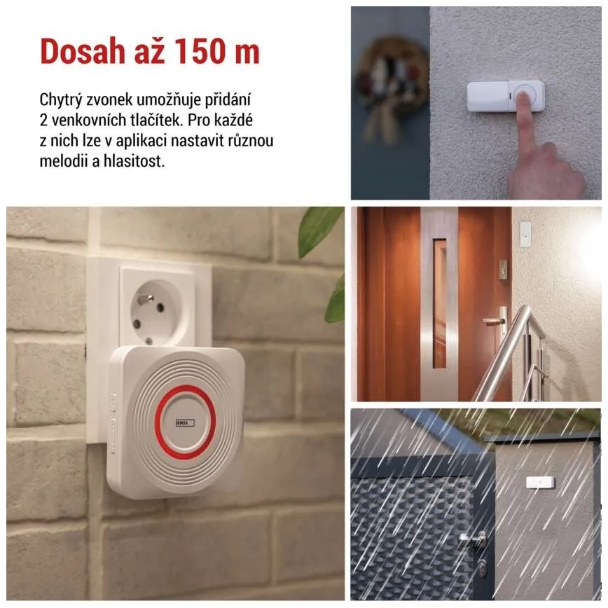 Бездротовий дзвінок у розетку GoSmart 230V + 1xCR2032 білий Wi-Fi