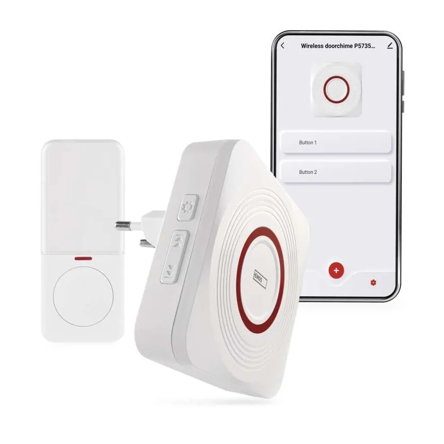 Бездротовий дзвінок у розетку GoSmart 230V + 1xCR2032 білий Wi-Fi