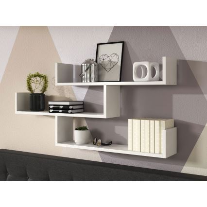 Біла настінна полиця TRIO 119x55x18 см