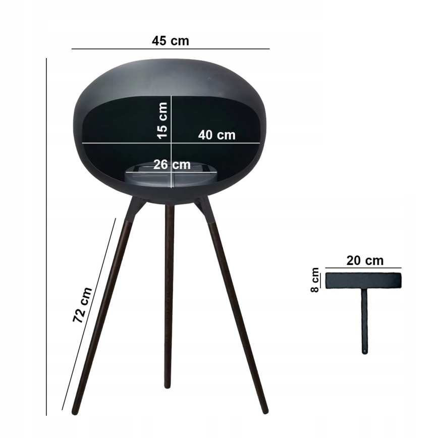 Біо-камін TOKIO 45x100 см 2 кВт чорний