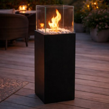Биокамин ALICANTE 26,5x80,5 cm 2kW чёрный + защитный чехол