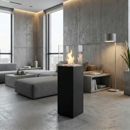 Биокамин ALICANTE 26,5x80,5 cm 2kW чёрный + защитный чехол