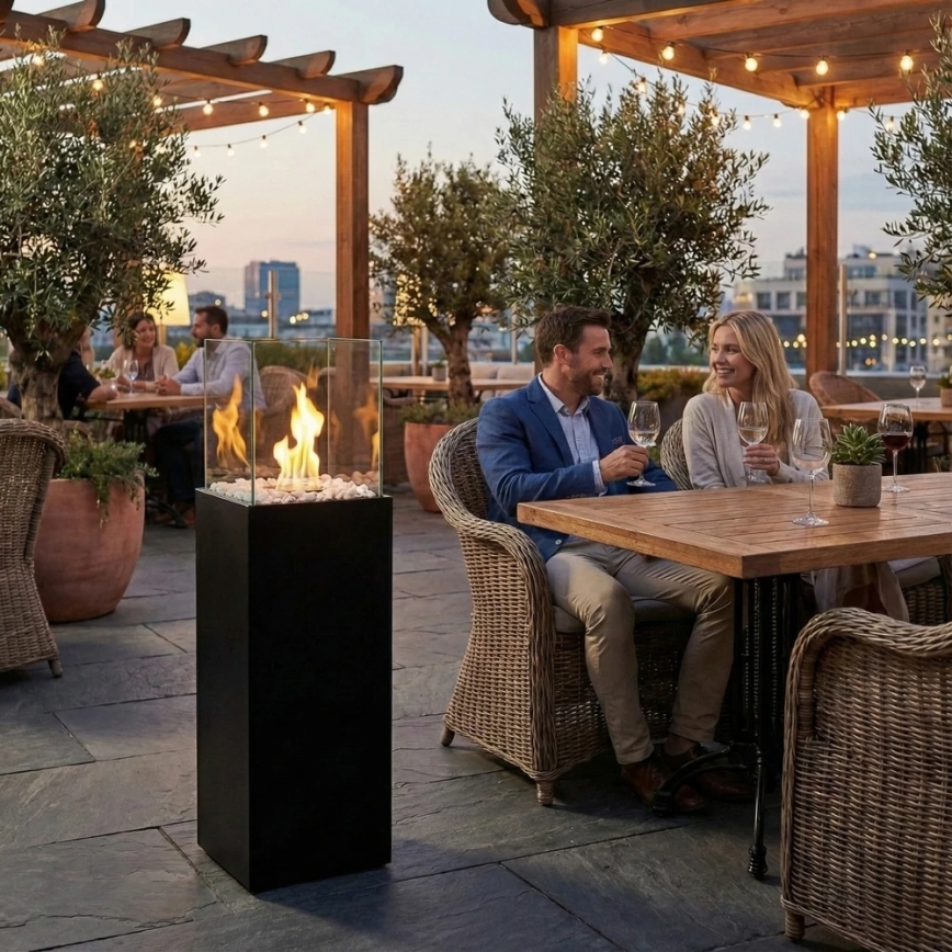 Біокамін ALICANTE 26,5x80,5 cm 2kW чорний + захисний кожух