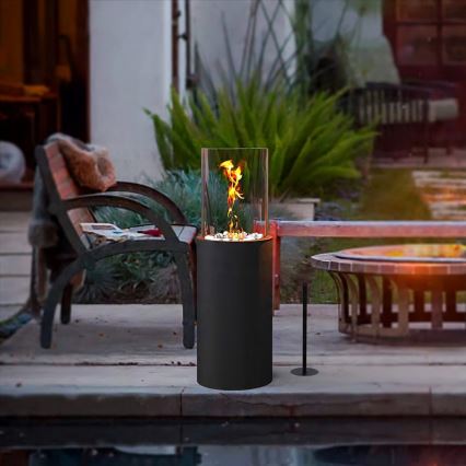 Биокамин ROMA 26,5x80,5 см 2 кВт чёрный + защитный чехол