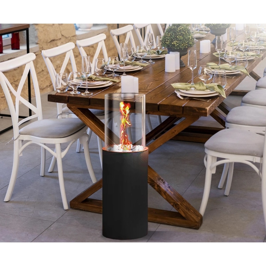 Биокамин ROMA 26,5x80,5 см 2 кВт чёрный + защитный чехол