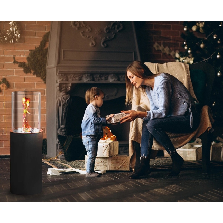 Биокамин ROMA 26,5x80,5 см 2 кВт чёрный + защитный чехол