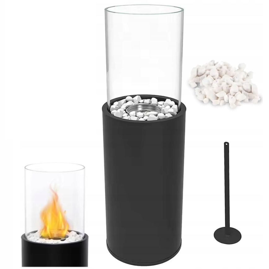 Биокамин ROMA 26,5x80,5 см 2 кВт чёрный + защитный чехол